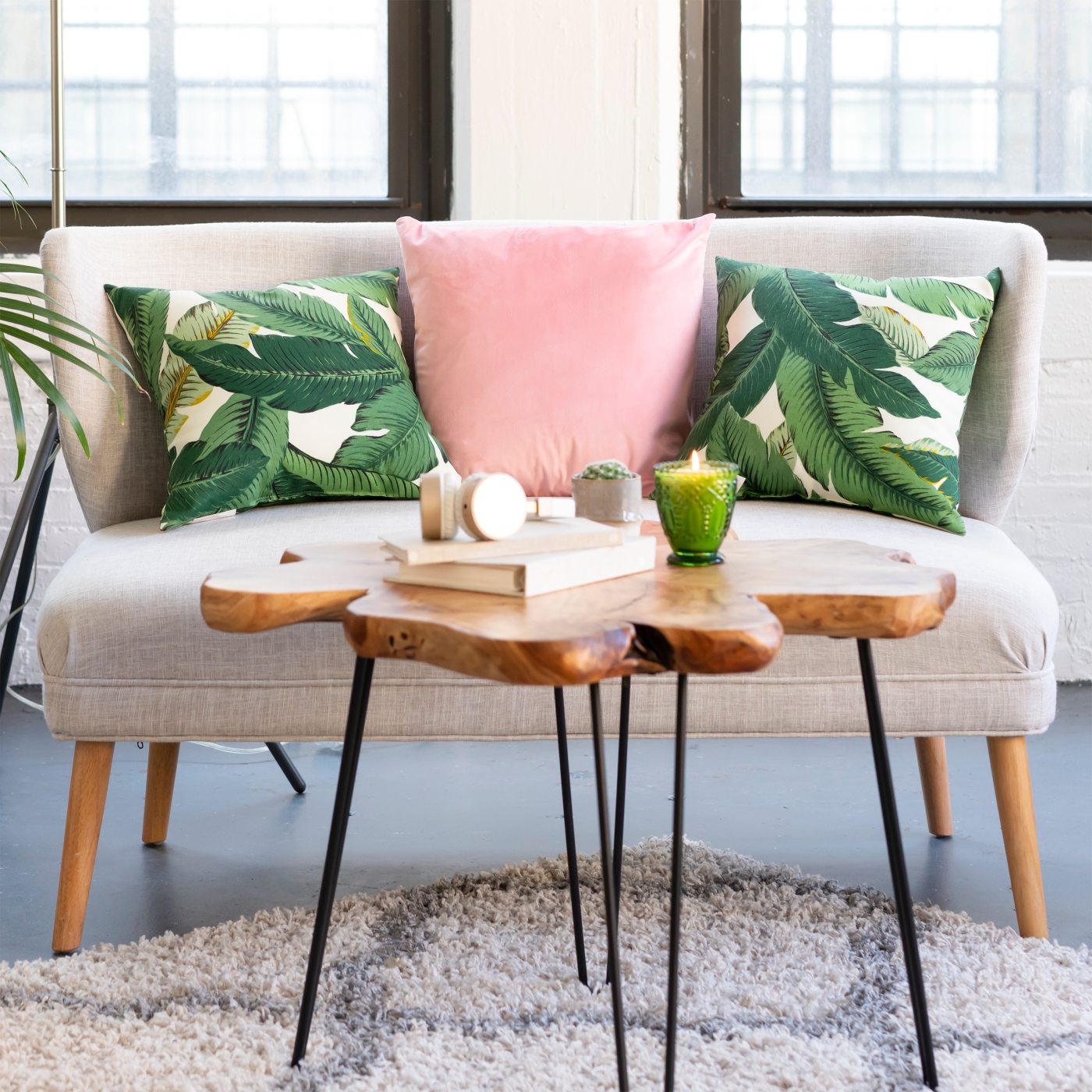 fun pink and green pillows for couch